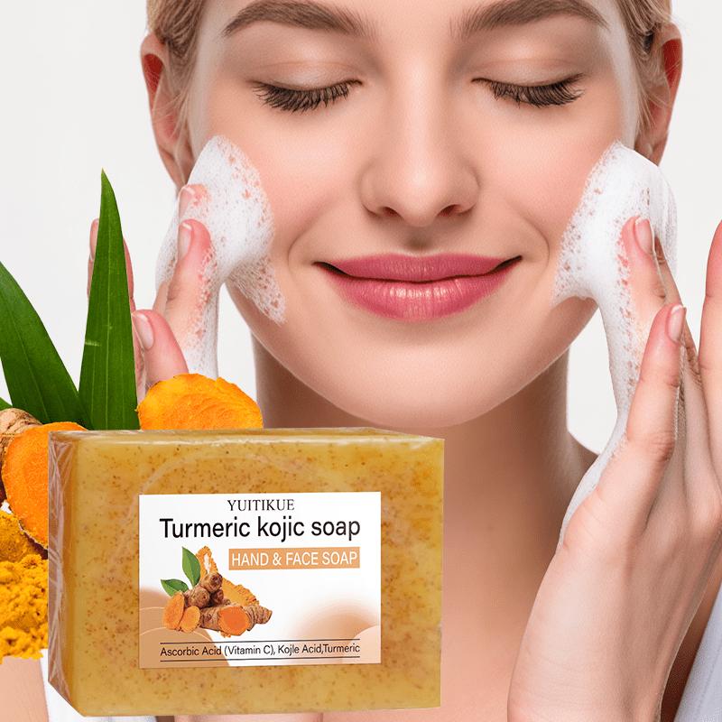 Turmeric Kojic Soap Rich In Kojic Acid, Turmeric, and Collagen, Natural Ginger Soap for Deep Moisturizing, Cleansing, Brightening, and Thick Lather