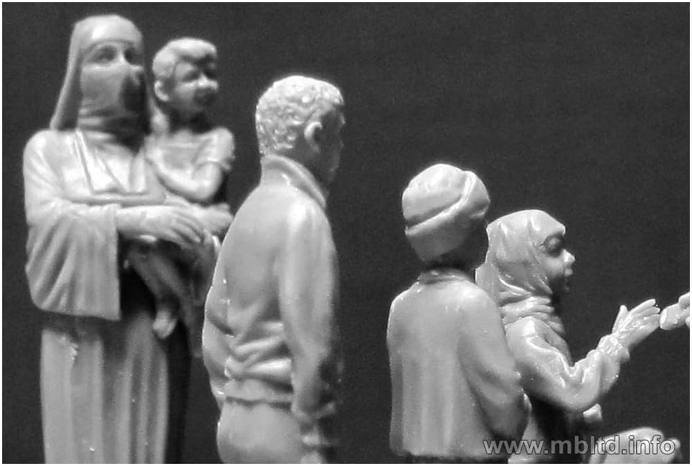 Master Box 1/35 American Armored Vehicle with 2 Soldiers + Middle Eastern Woman & Child Plastic Model Kit MB35159