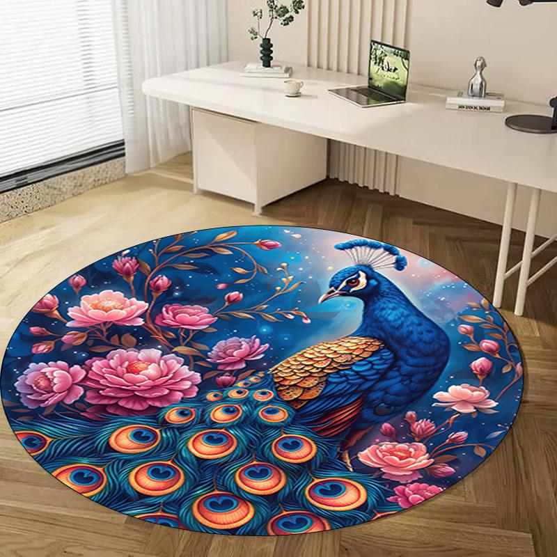 1Pc Animal Circular Print Rug - Home Decoration Carpet For Living Room Bedroom Flooring Computer Chair Area Rug