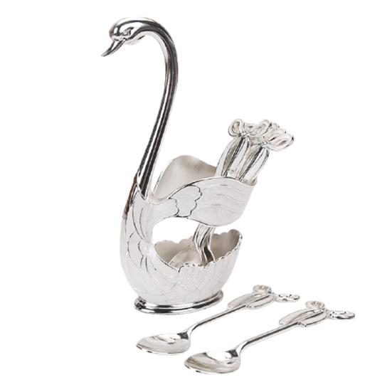 European Swan Spoon Fork Shape Base Fruit Salad Set for Kitchen Dinner