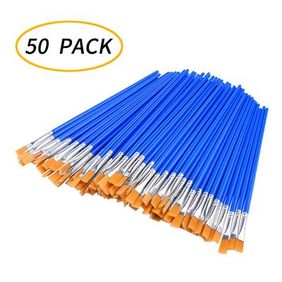 50 Pcs Flat Paint Brushes, Small Brush for Detail Painting
