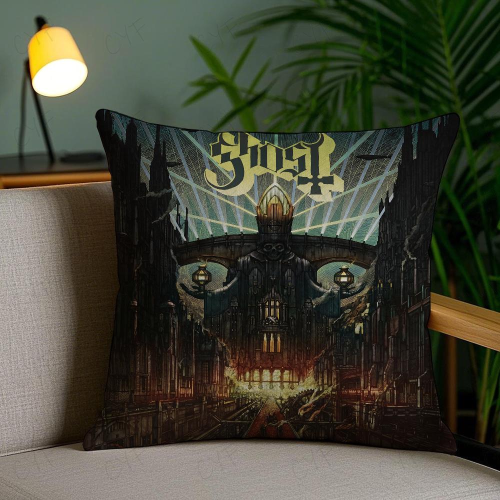 Rock G-Ghost Heavy Metal Band Pillow Case Anti-dustmite Pillowcase Invisible zipper silky short plush Sofa cushion cover