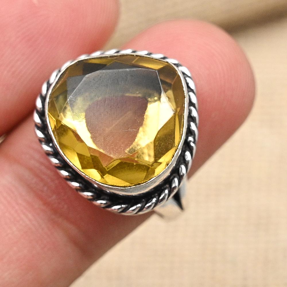 Citrine Gemstone Handmade 925 Solid Sterling Silver Jewelry Ring For Women