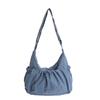 Zipper Closure Pleated Cloud Bag Large Capacity Nylon Crossbody Bag Striped Shoulder Bag  Women