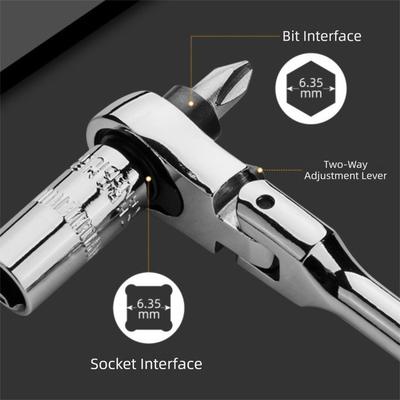 Useful Metal Ratchet Wrench Round Handle 1/4 Inch Quick Spanner Tool Multifunctional Double Head Ratchet DIY Projects