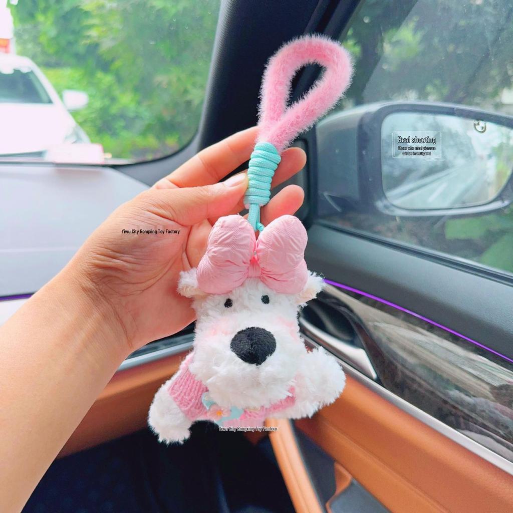 West Highland Terrier Plush Pendant: Stylish Sweater Bag Charm and Car Accessory