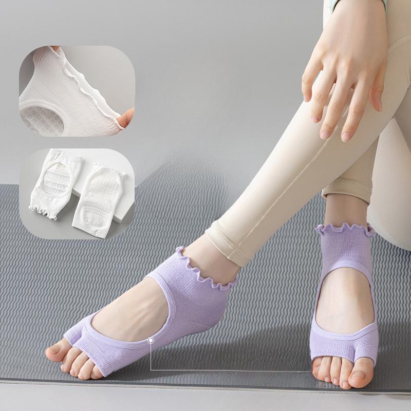 Yoga Socks, Summer Women's Combed Cotton Short Socks, Pilates Sports Floor Anti-slip Boneless Toe Separation Socks