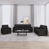 Vidaxl 3-Cz. Sofa Set with Cushions, Black, Faux Leather