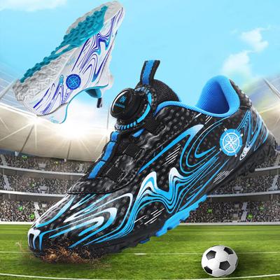 Fußballschuhe Sommer Kinder rotierende Knöpfe, Gummiboden kurze Nägel, Kunstrasen-Trainings-Fußballschuhe