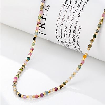 Ny kinesisk originaldesign färg turmalin natursten pärlhalsband, dopamin mångsidig enkel nyckelbenskedja dam