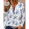 Spring and Autumn Ladies Half Zipper Long Sleeve T-Shirt Blue Purple Berry Stripe Printing, Daily Casual