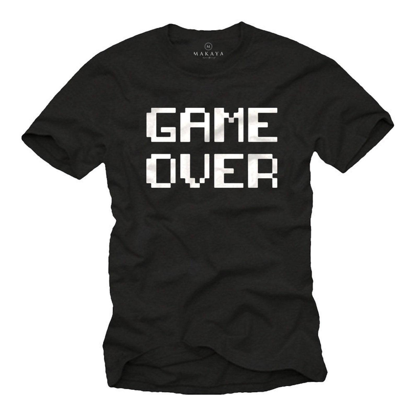 Makaya Mens T-Shirt for Video Gamer - Game Over Print Black S-XXXXXL XL