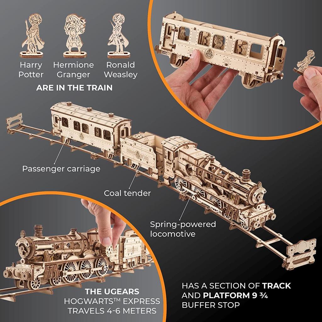 Ugears Harry Potter Hogwarts Express Wooden Puzzle, Craft Model, No Glue or Tools Required, Adults