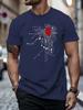 Heart Shaped Traffic Print Men's Summer 100% Pure Cotton Fashionable Casual Sports Loose Round Neck Short Sleeved T-shirt Top