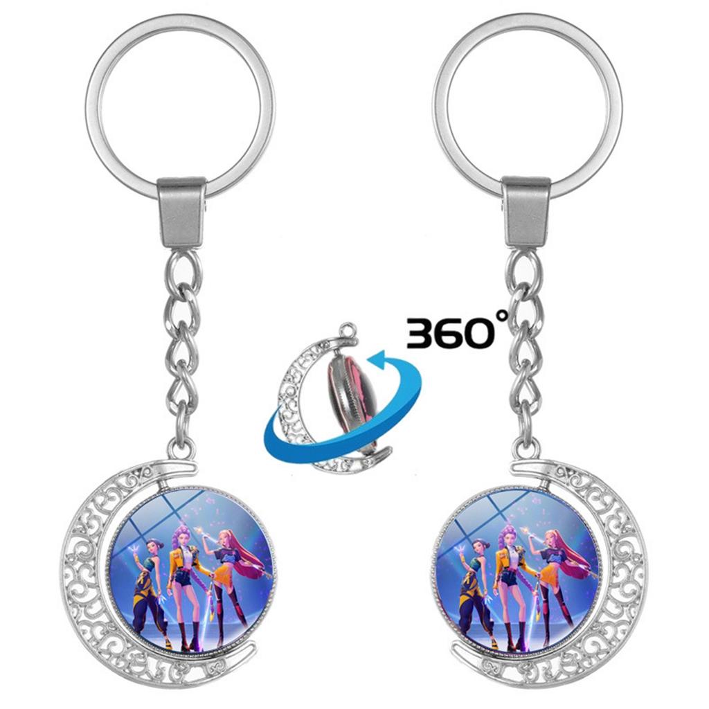 Anime Peripheral Double-sided Rotating Keychain, Creative Peripheral Key Ring Accessories Key Chain Ring