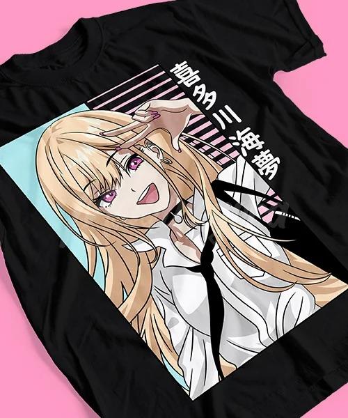 Marin Kitagawa My Dress-Up Darling Anime Panel Oversized T-Shirt, Manga Style Graphic Tee, Unisex Casual Top