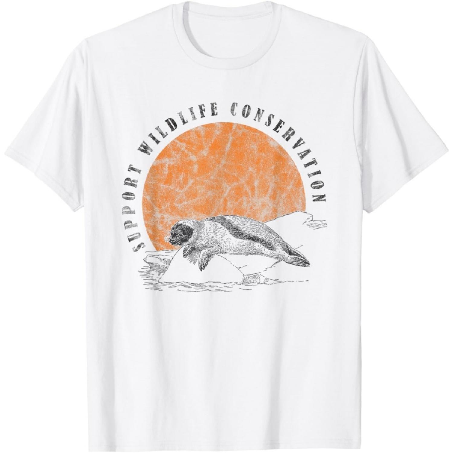 Vintage Wildlife Conservation Baby Seal Lover Gift T-Shirt S