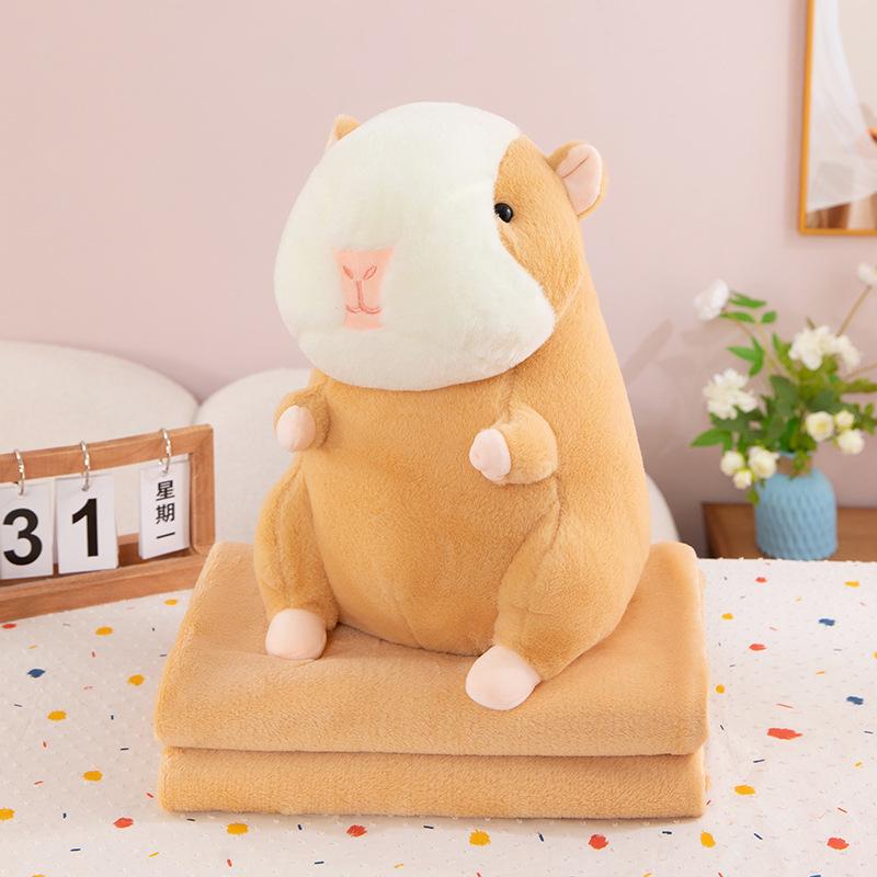 Cute hamster nap pillow quilt car throw pillow quilt dual-purpose cushion quilt large pillow coral fleece air conditioner blanket