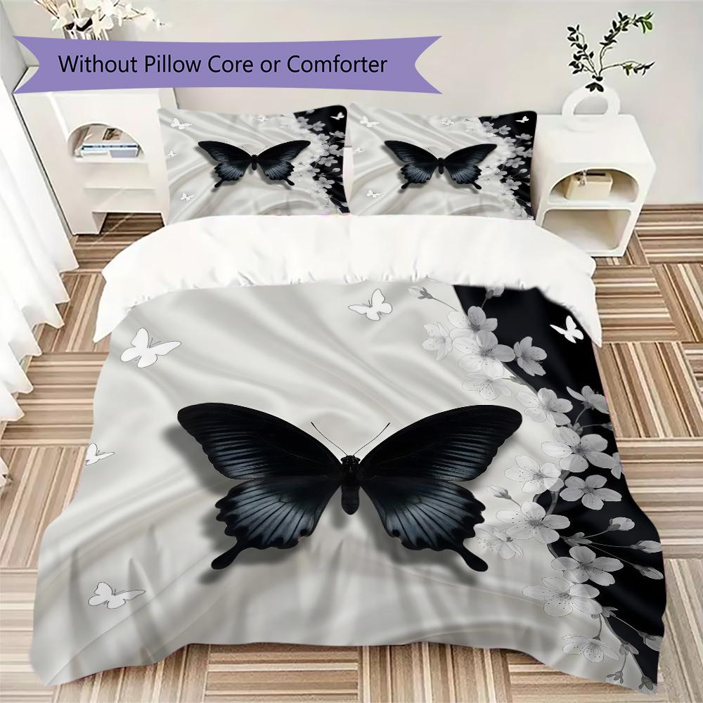Silk Monochrome Pattern Bedding uilt Set uilt Cover Pillowcase Home Decoration Birthday Gift (1 * duvet cover + 2 * pillowcase without core)
