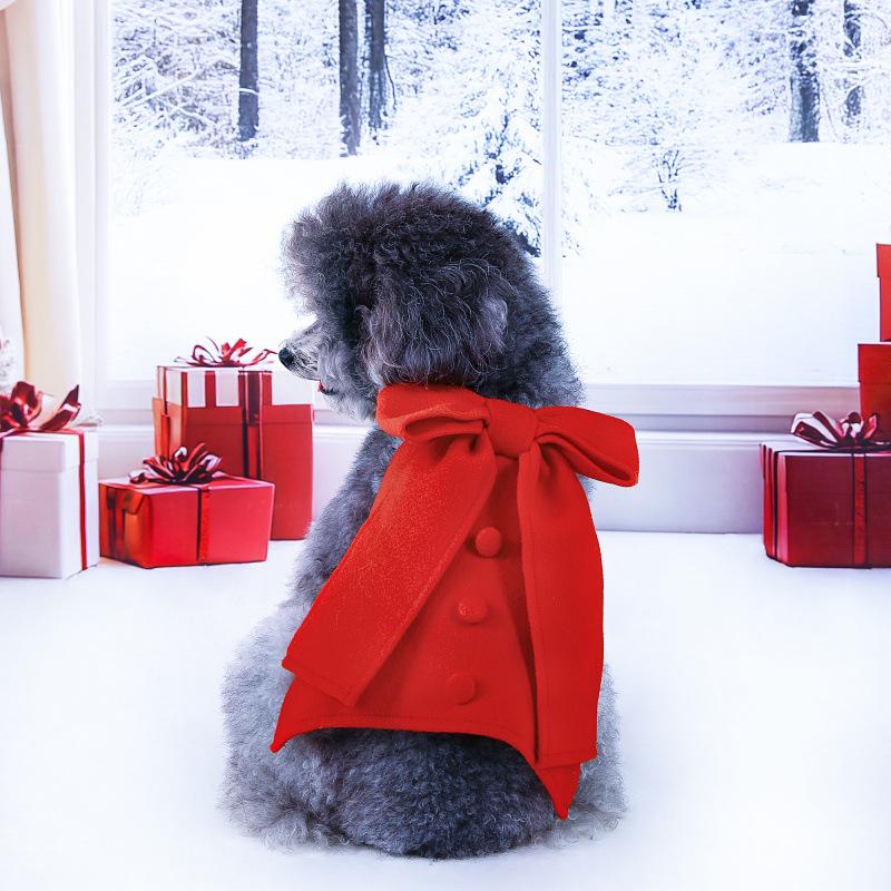 Holiday Bowknot Wool Dress for Small & Medium Dogs and Cats