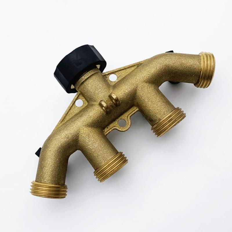3/4" Brass 4-Way Splitter Tap Diverter, Garden Irrigation Water Distributor Valve Controller