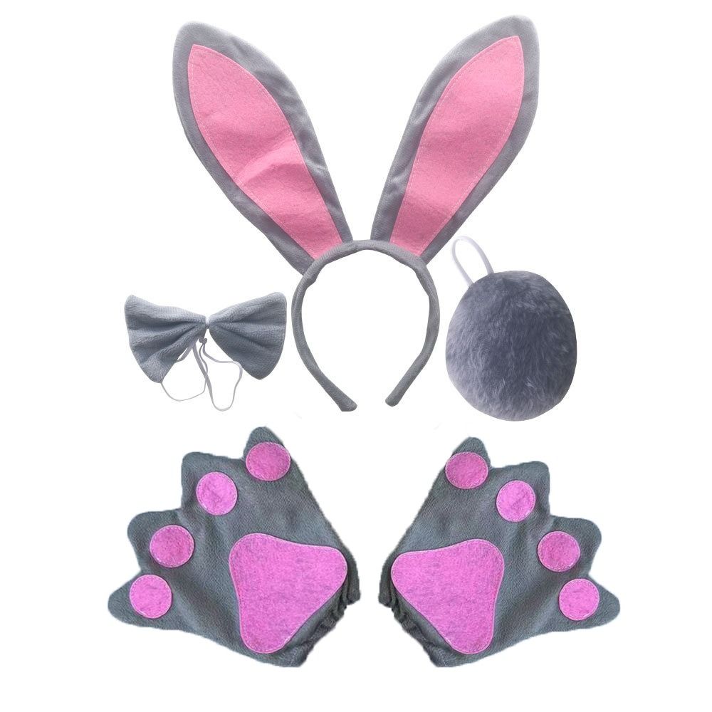 

Галстук-бабочка Заколка для волос с кроличьими ушками Плюшевый шарик Хвост Кролик Косплей Костюм Комплект Вечеринка H