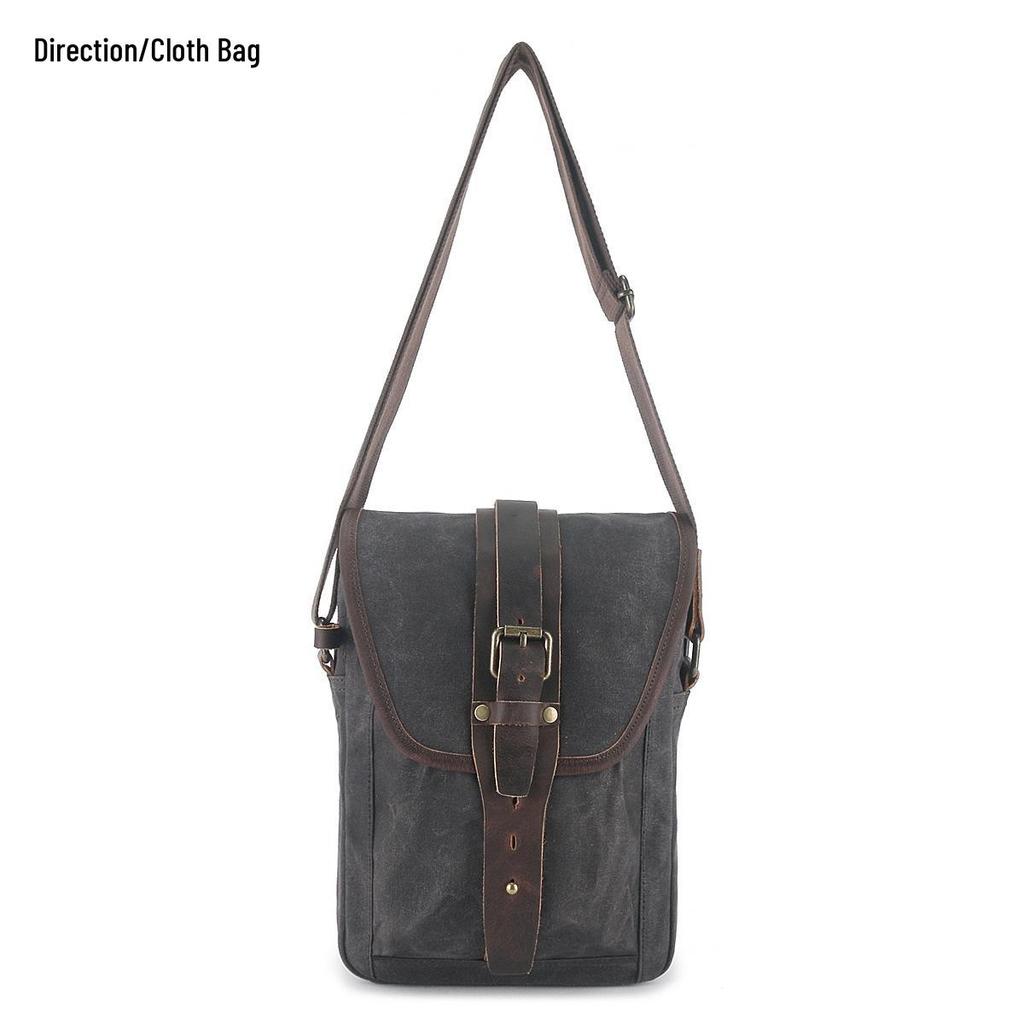 Retro Men's Oil Wax Canvas & Leather Crossbody Shoulder Bag - Trendy Outdoor Travel Casual Bag