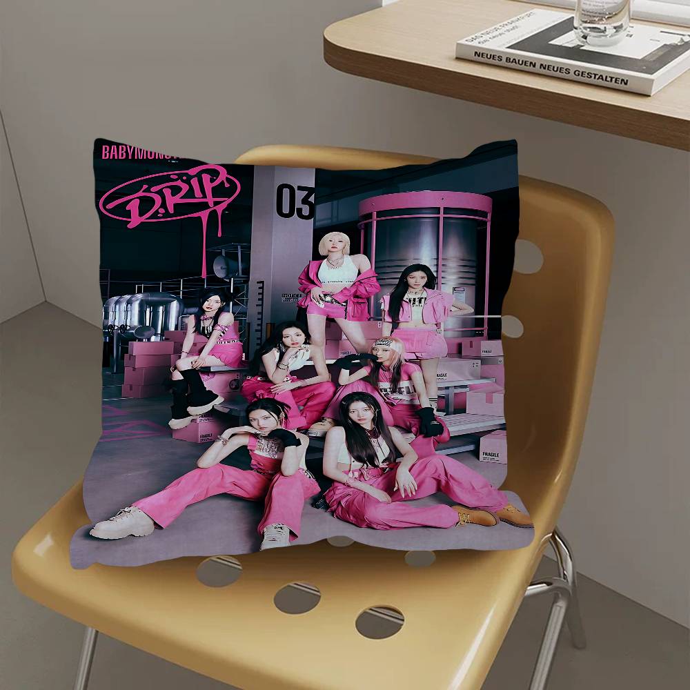 Kpop Style B-Babymonster Personalized Picture Text Home Decorative Pillows Household Gifts 45X45Cm
