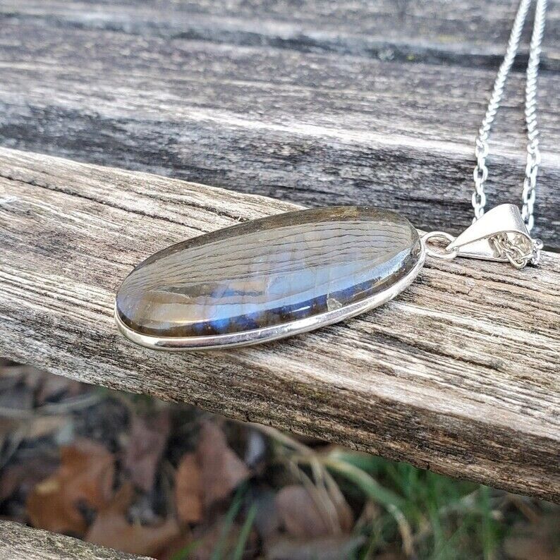 Natural Labradorite Pendant,Sterling Silver,Statement Piece,Unique Pendent