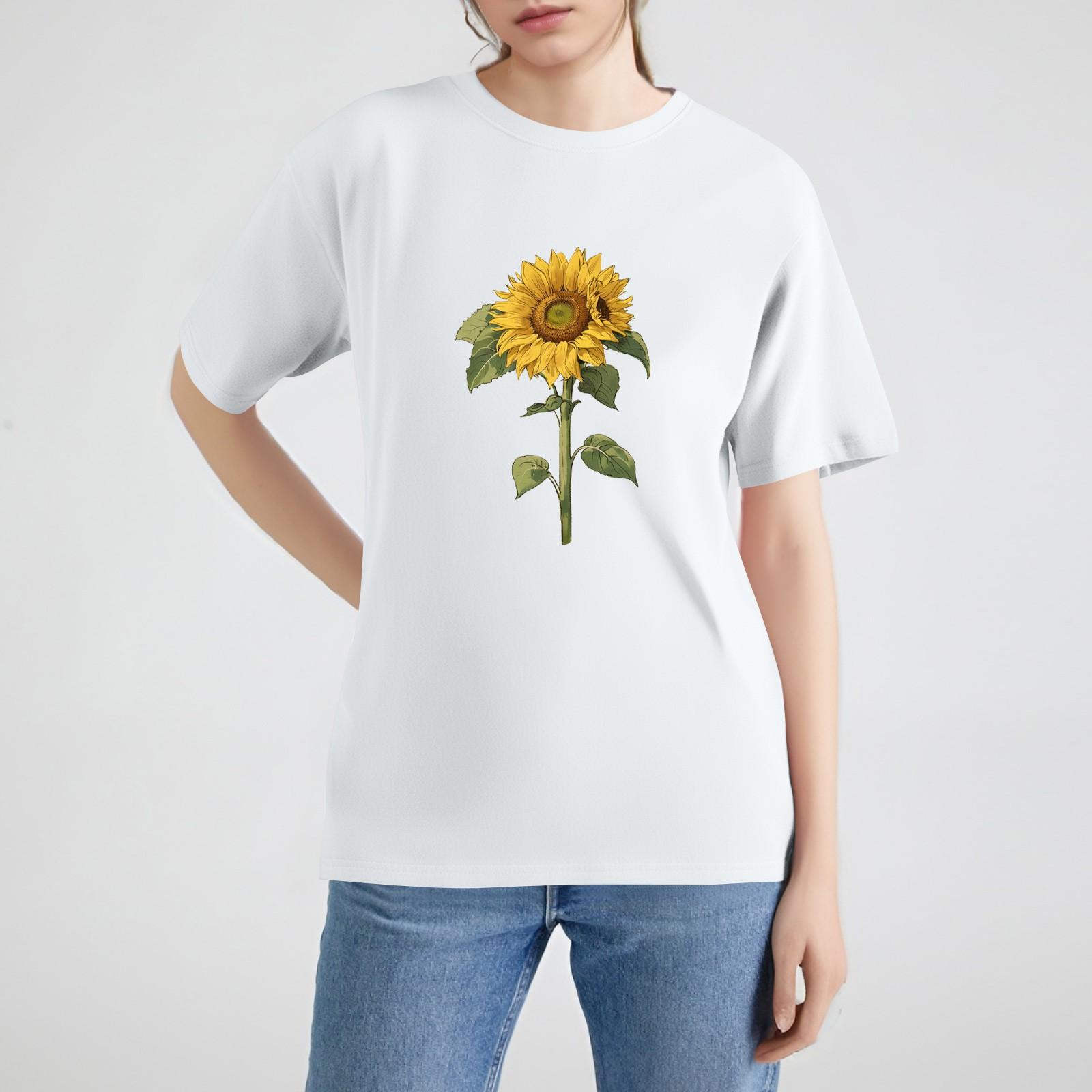 

Женская рубашка с коротким рукавом и принтом Футболка Свободный топ XL белый