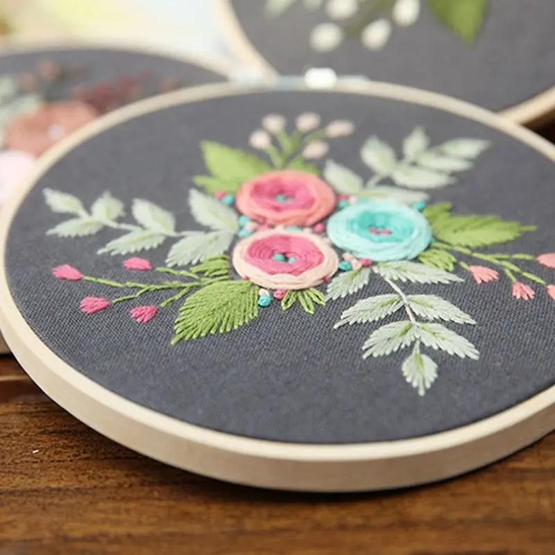 DIY Embroidery Flower Handwork Needlework for Beginner Cross Stitch Kit Ribbon Painting Embroidery Home Decoration