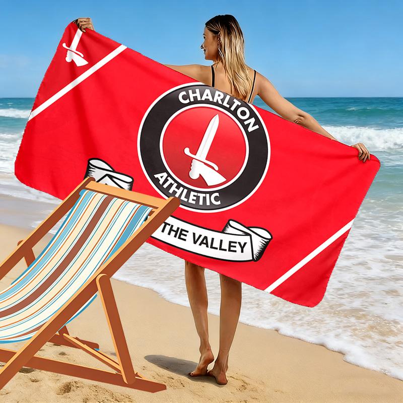 Telo Mare Stampato Charlton Athletic FC, Telo Grande Morbido Asciugatura Rapida per Spiaggia Campeggio Nuoto