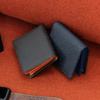 Matt Saffiano Cowhide Combination Business Card Holder Navy
