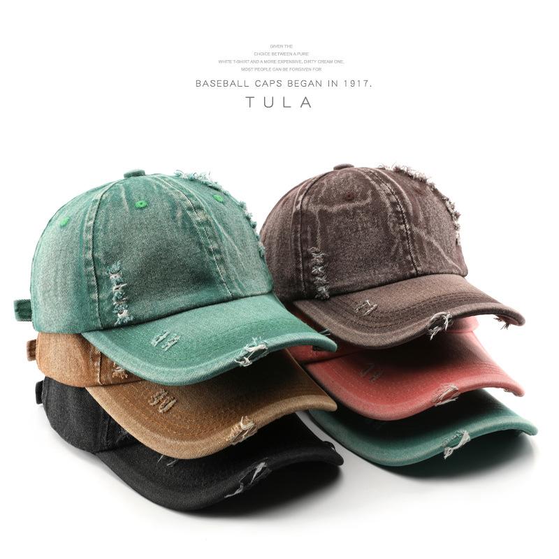 Retro Women's Personalized Washed Holes Solid Color Light Board Cap Outdoor Men's Travel Warm Shade Baseball Cap