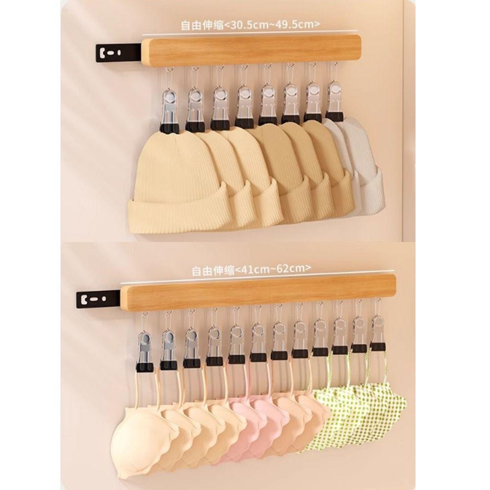 Retractable Wall Mounted Hat Holder 8/12 Clips Underwear Storage Hanger  for Home