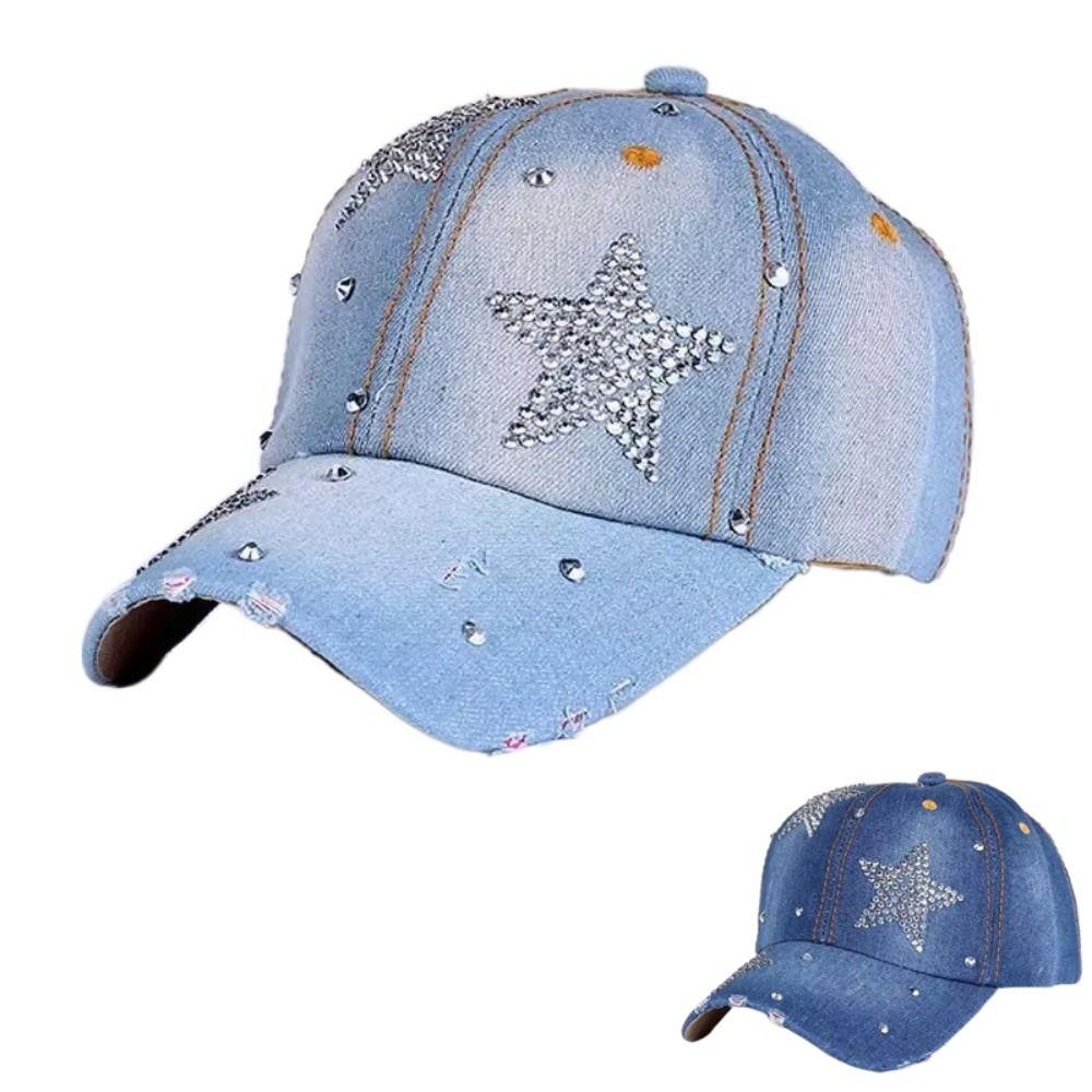 Adjustable Rhinestone Baseball Cap Sunshade Cotton Denim Baseball Cap 2025 Sequins Sports Hat