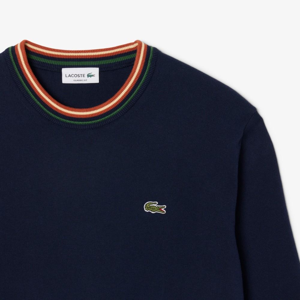 Lacoste Men's Tipping Cotton Crewneck Sweater AH5158-55N6P4