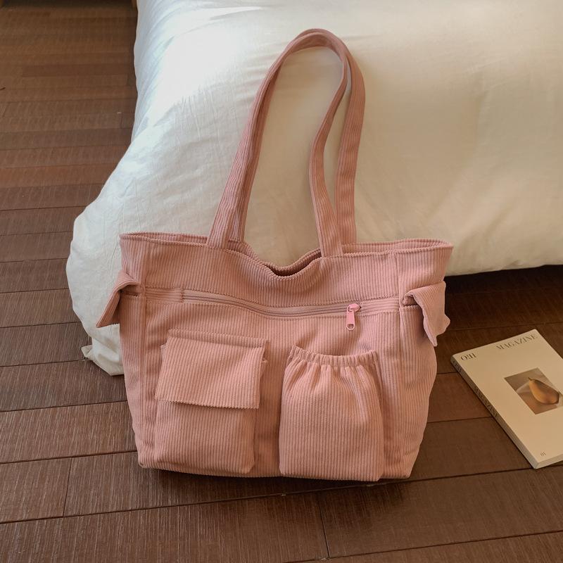 Autumn and winter large-capacity premium commuter tote bag women's corduroy casual shoulder strap underarm bag