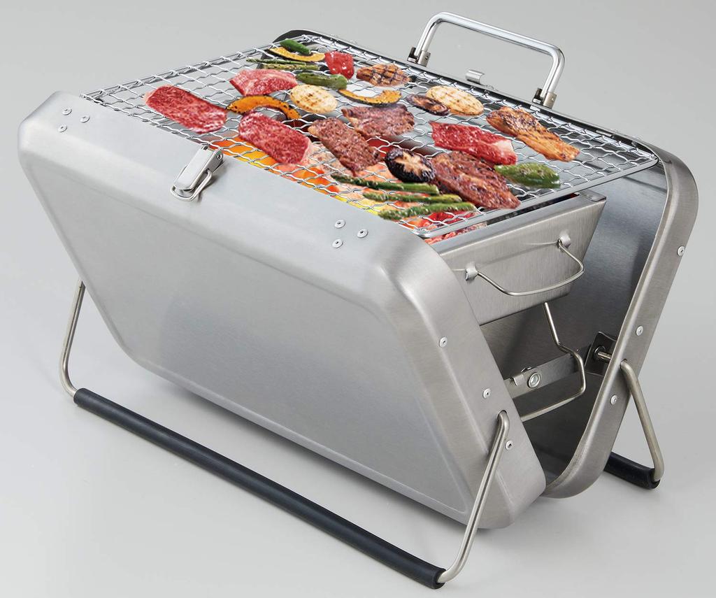 Bestco ND-6111 Silver BBQ Set for 1-2 People, Compact, Foldable, Attache Case Style