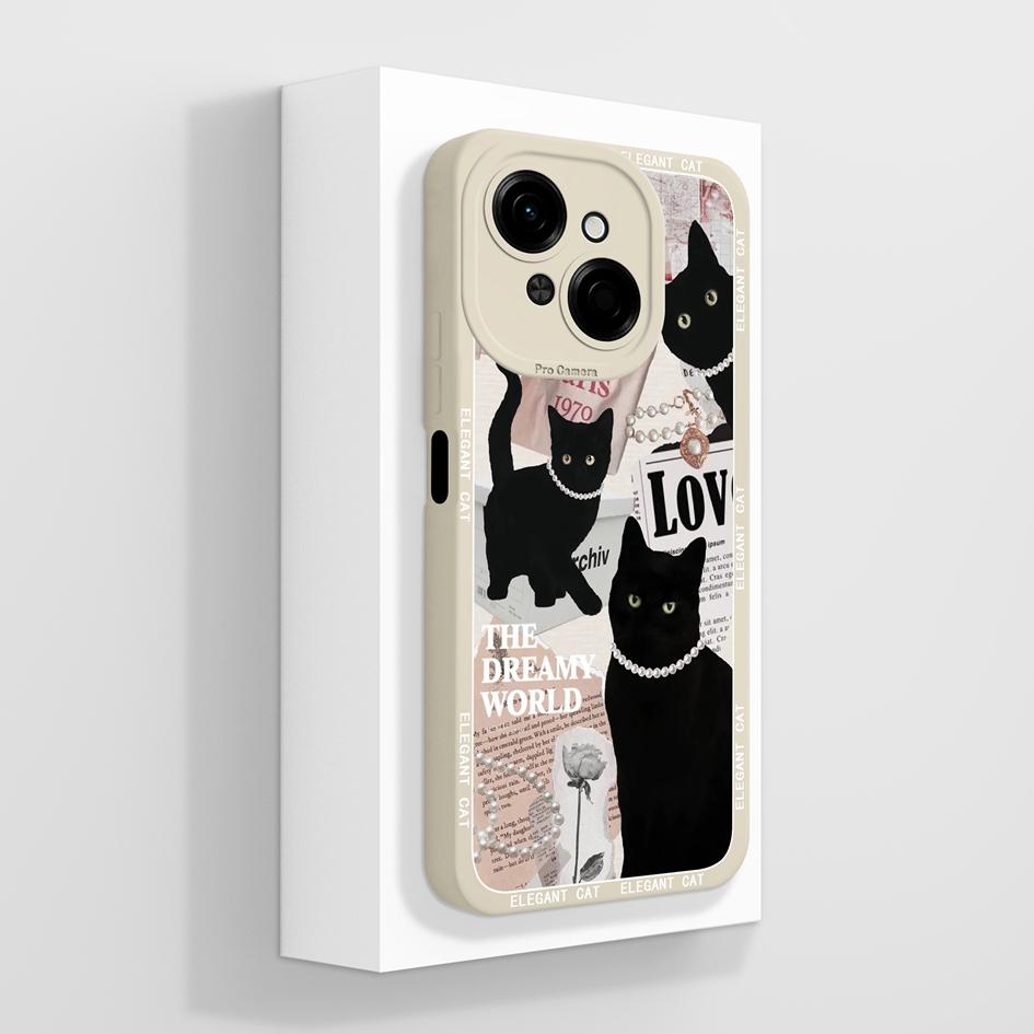 Do etui na telefon Tecno Pova 4 5 6 Pro Neo 3 Pop 8 9 z płynnego silikonu, modny mały miś, słodki, pulchny kot, miękka ochrona aparatu, torby na telefony do Tecno Capa