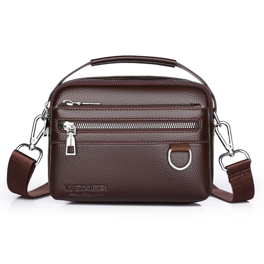 WEIXIER Herren Leder Umhängetasche Wasserdichte Messenger Bag Sling Satchel Tasche für Geschäftsreisen
