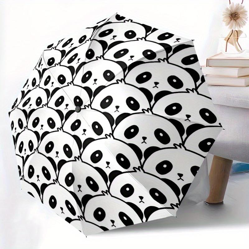 1pc Panda Pattern Automatic Open/close, All-Season Portable Folding Umbrella, Travel, Everyday, Formal Events058