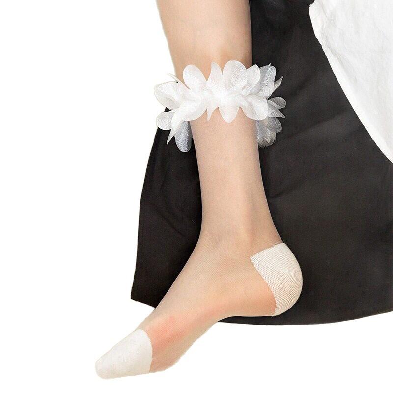 Fluffy Lace Calf Socks Women'S Summer Thin Transparent Stacking Socks Japanese Sweet And Cold Lolita Jk Socks