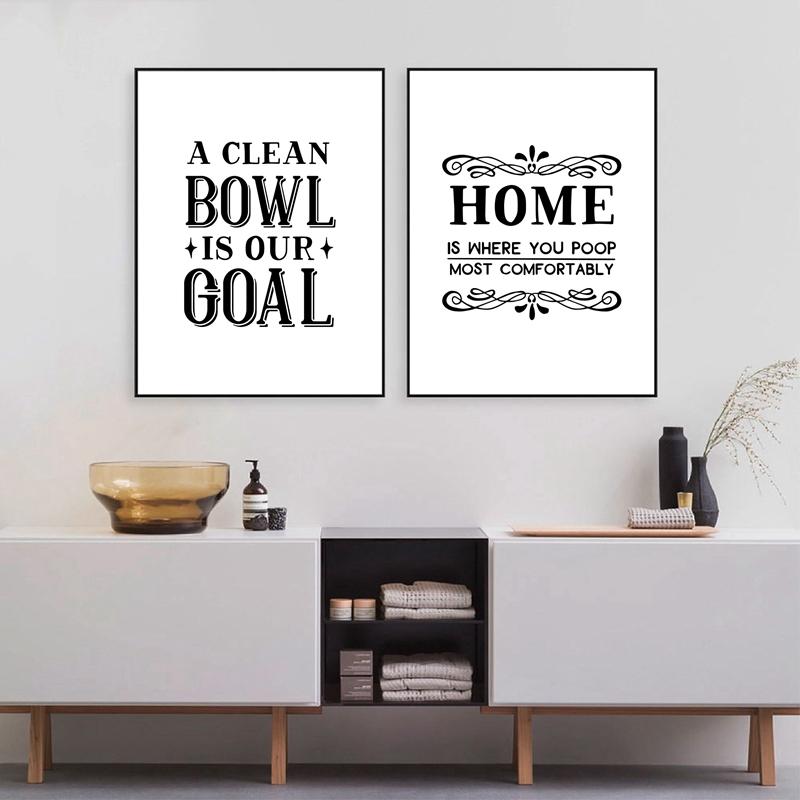 Badezimmer-Wand-Kunst-Dekor, lustige Badezimmer-Schilder, Poster und Drucke, moderne minimalistische Kunst, Malerei, Wandbild, Toiletten-Dekoration