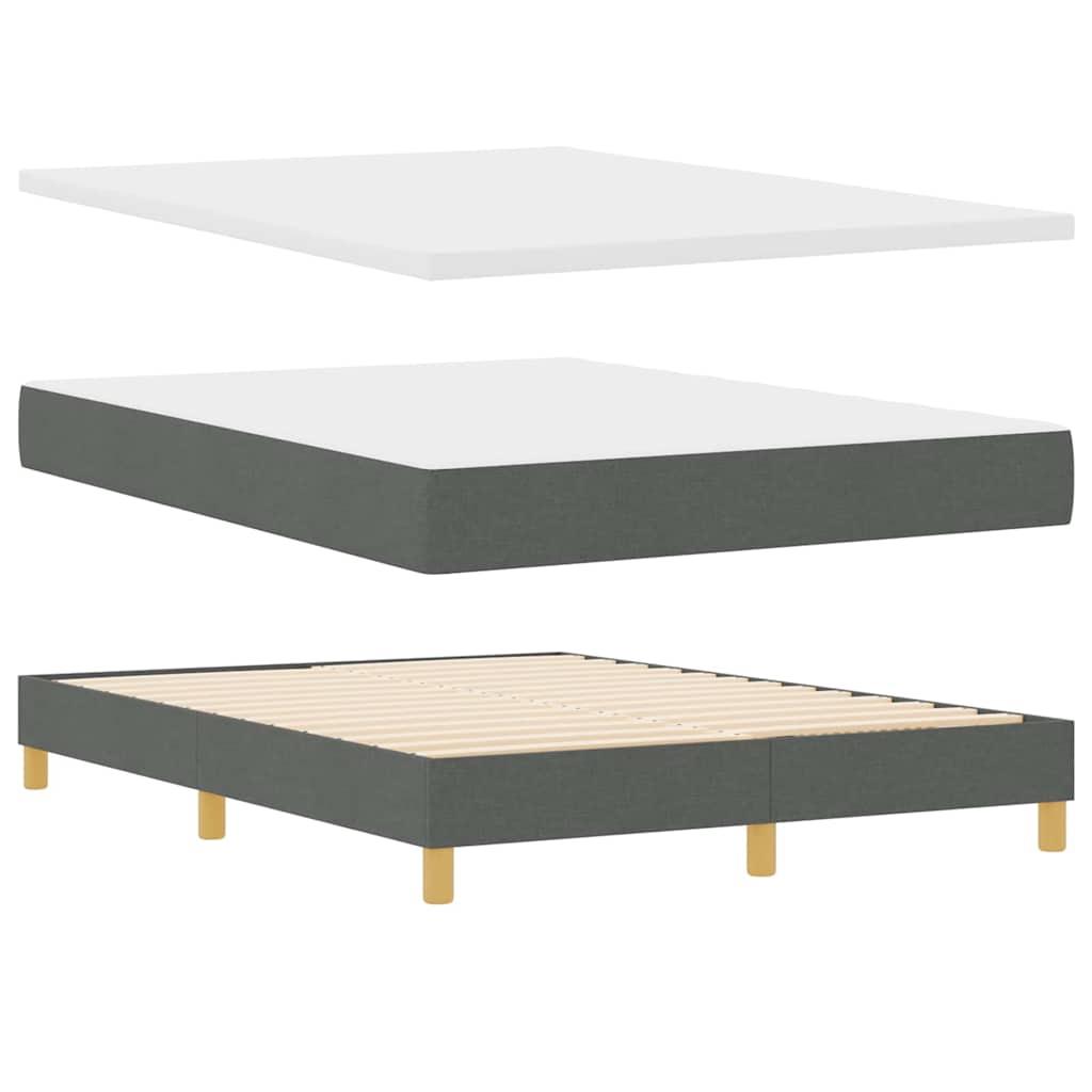 LED Box Spring Bed with Headboard Dark Grey 140 x 190 cm Fabric