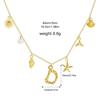 Boho A-Z Initial Letter Pendant Necklace Gold Color Beach Shell Starfish Pearl Necklace Women's Charm Jewelry Party Gift