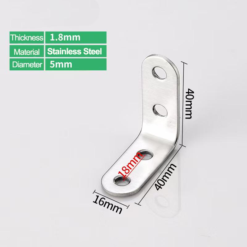 20/50/100PCS L Brackets Stainless Steel Corner Braces with Screws, 90° Right Angle Shelf Supports for Wood Furniture Accessories, Table