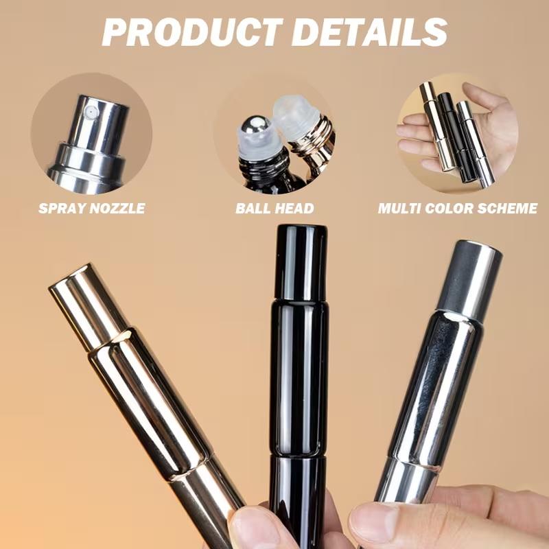 1Pcs Dual Head Perfume Refillable Bottle Essential Oil Roller Ball Glass Spray Bottle Atomizer Empty Bottle For Fragrance Travel