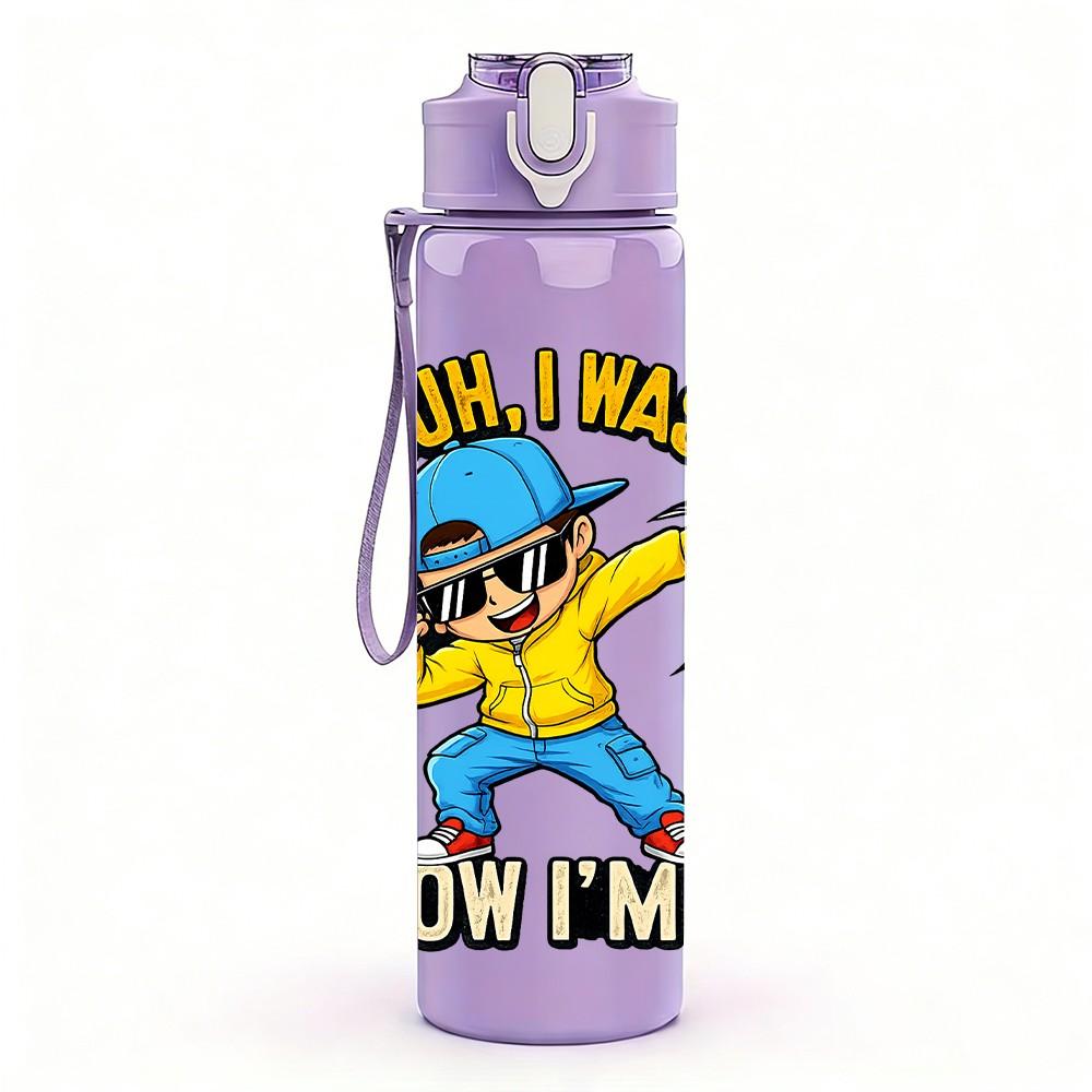 1PC Bruh I Just Now Im 8 Boy Cartoon Print 750ml Color Plastic Sports Water Bottle Leakproof Flip Straw Lid Suitable for Sports Office Home Use
