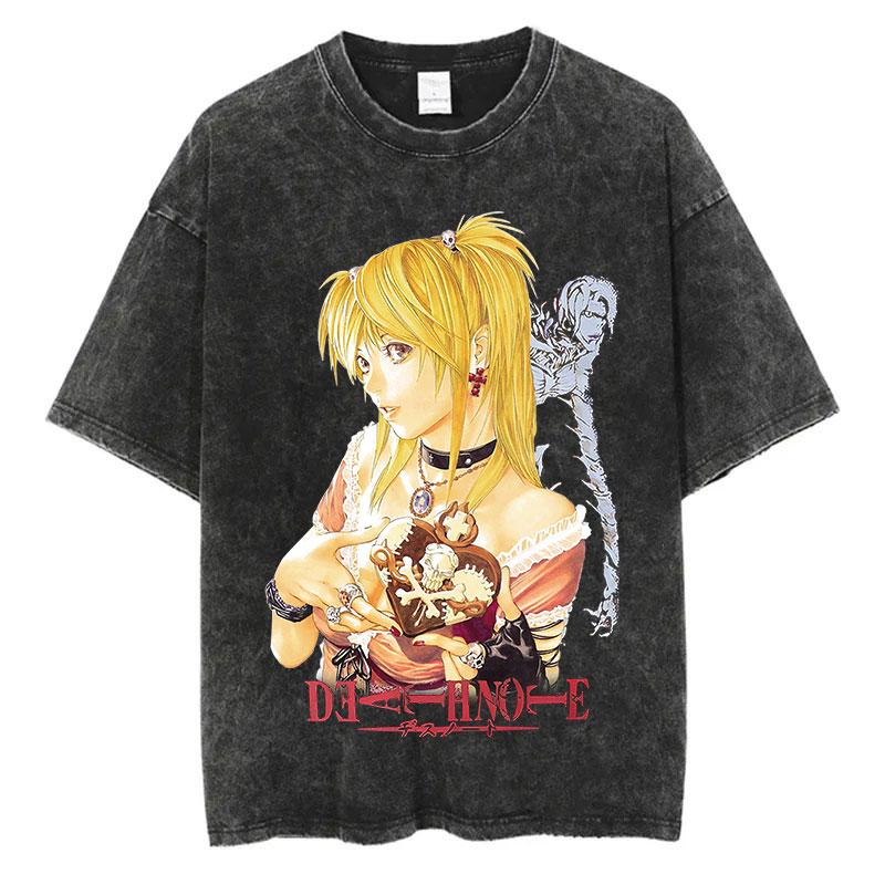 

New Arrival Mens Clothe Tee Shirt TShirts Men Tshirt for Men Ropa Hombre Vintage Washed Death Note Anime Graphic Printing S